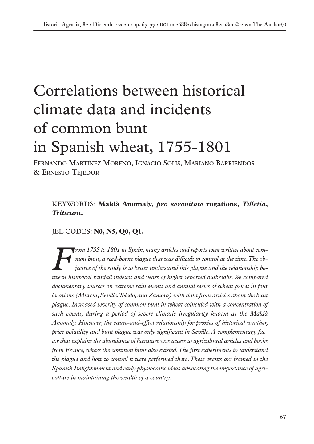 Correlations Between Historical Climate Data and Incidents Of