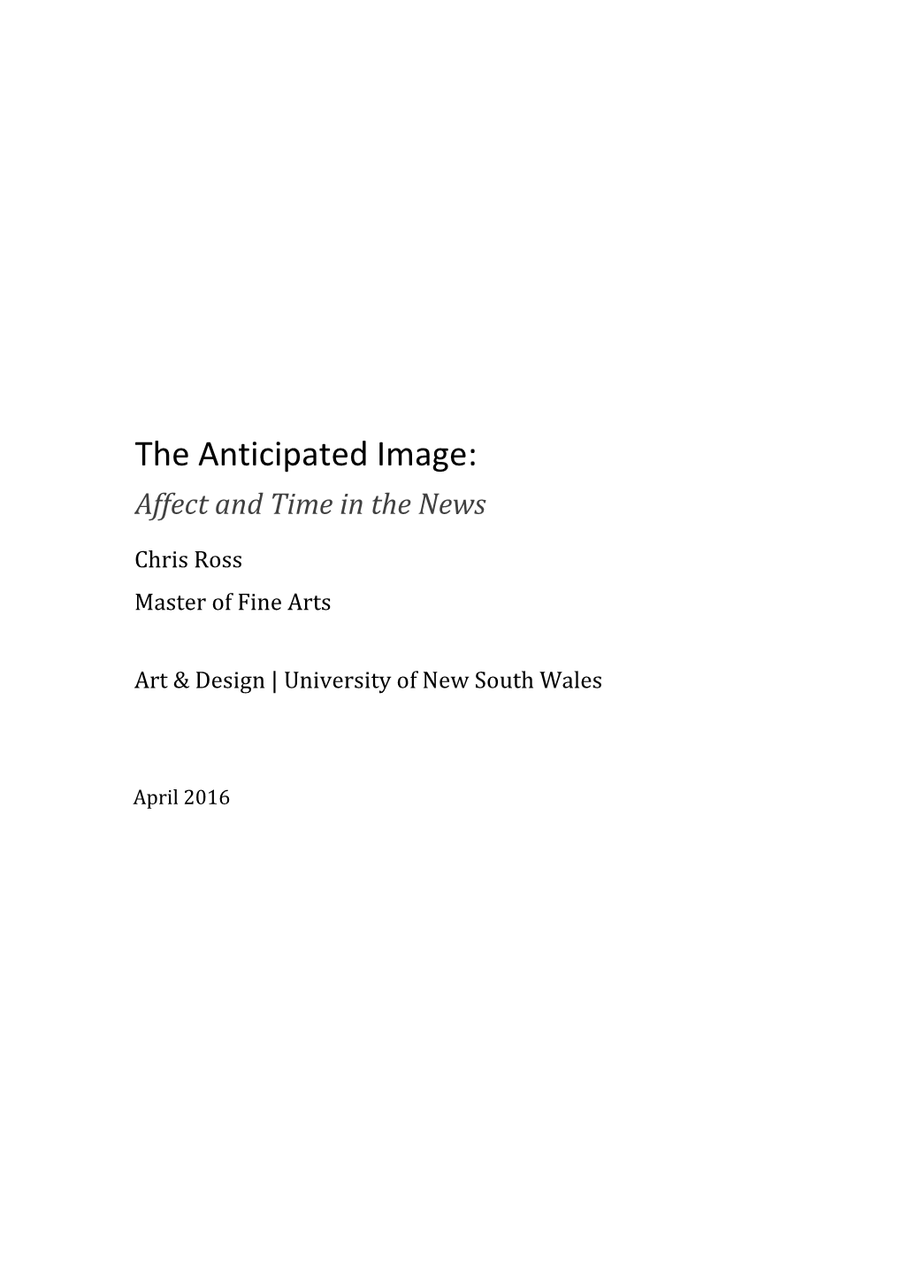 The Anticipated Image: Affect and Time in the News