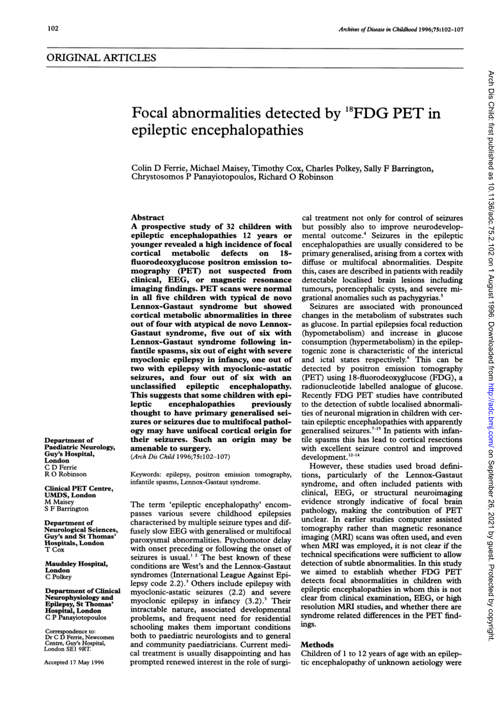 Epileptic Encephalopathies