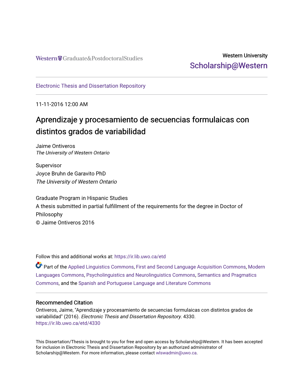 Aprendizaje Y Procesamiento De Secuencias Formulaicas Con Distintos Grados De Variabilidad