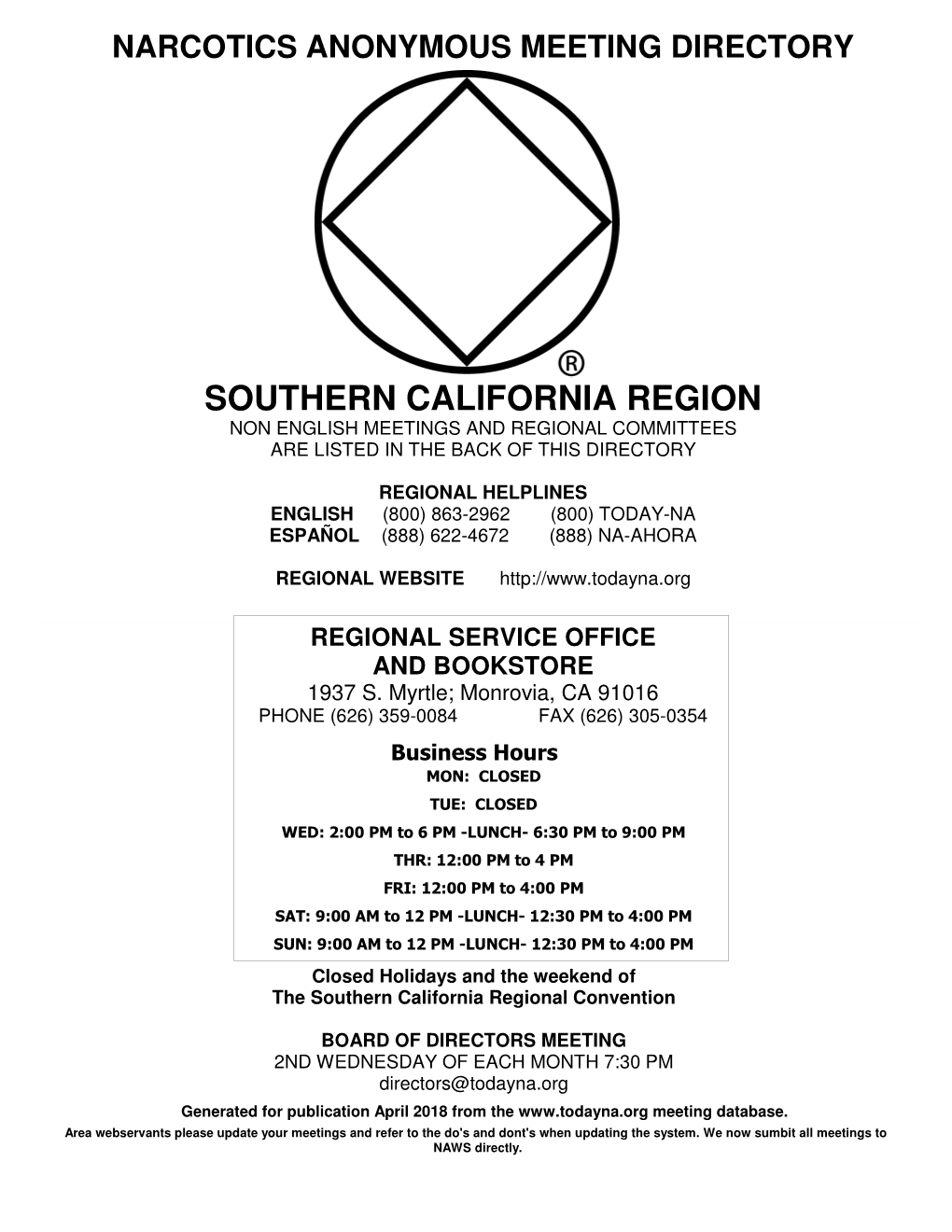 Southern California Region of Narcotics Anonymous