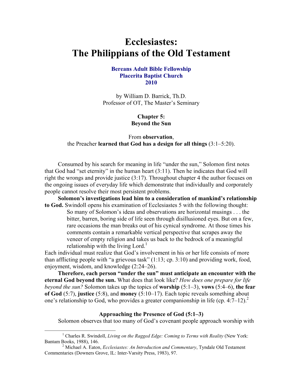 Ecclesiastes: the Philippians of the Old Testament