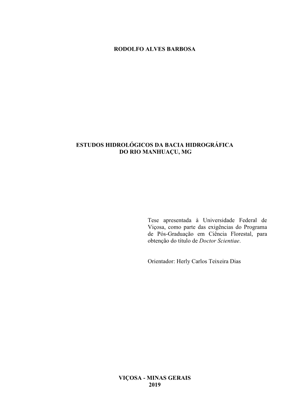 Rodolfo Alves Barbosa Estudos Hidrológicos Da