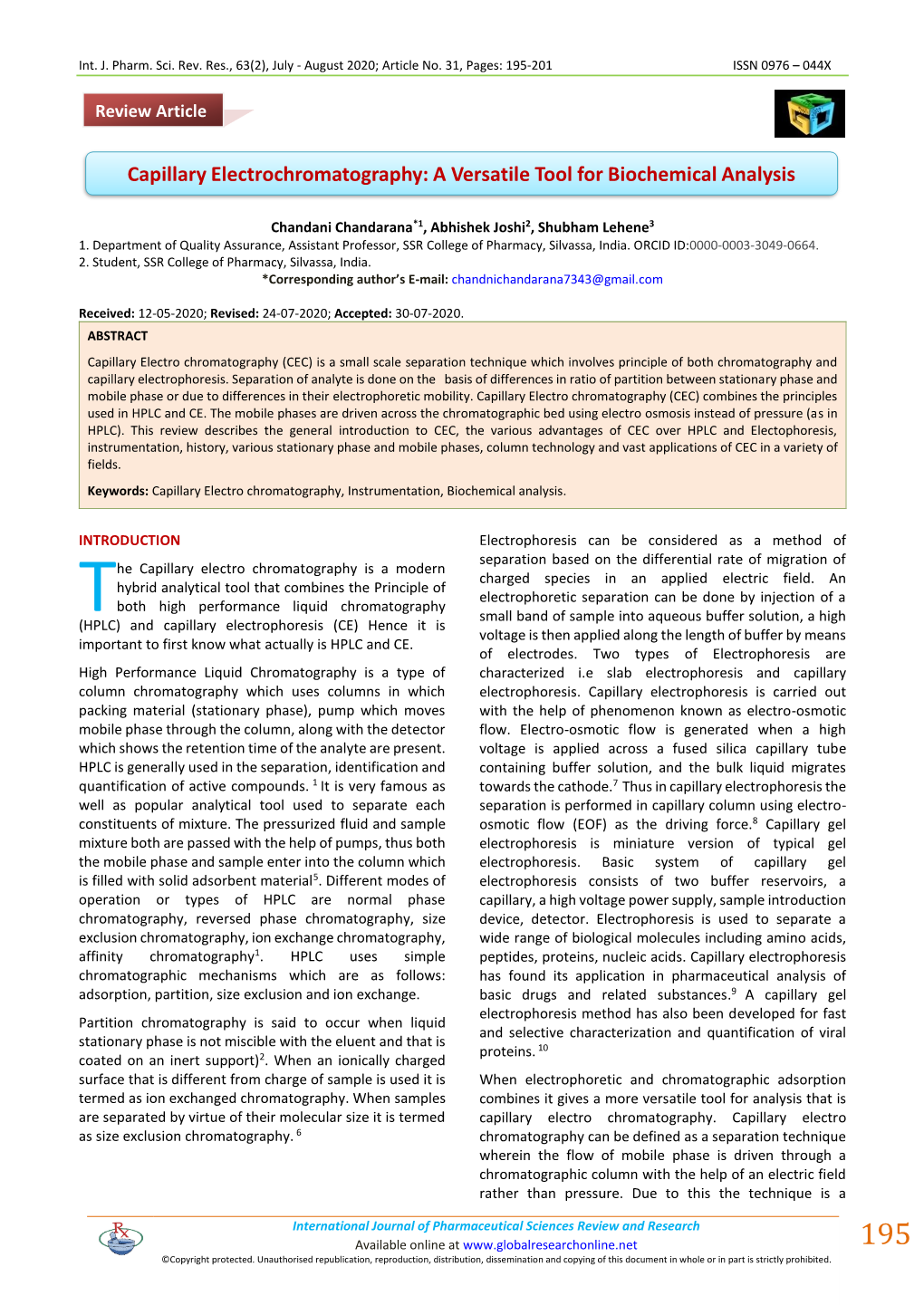 Capillary Electrochromatography: a Versatile Tool for Biochemical Analysis