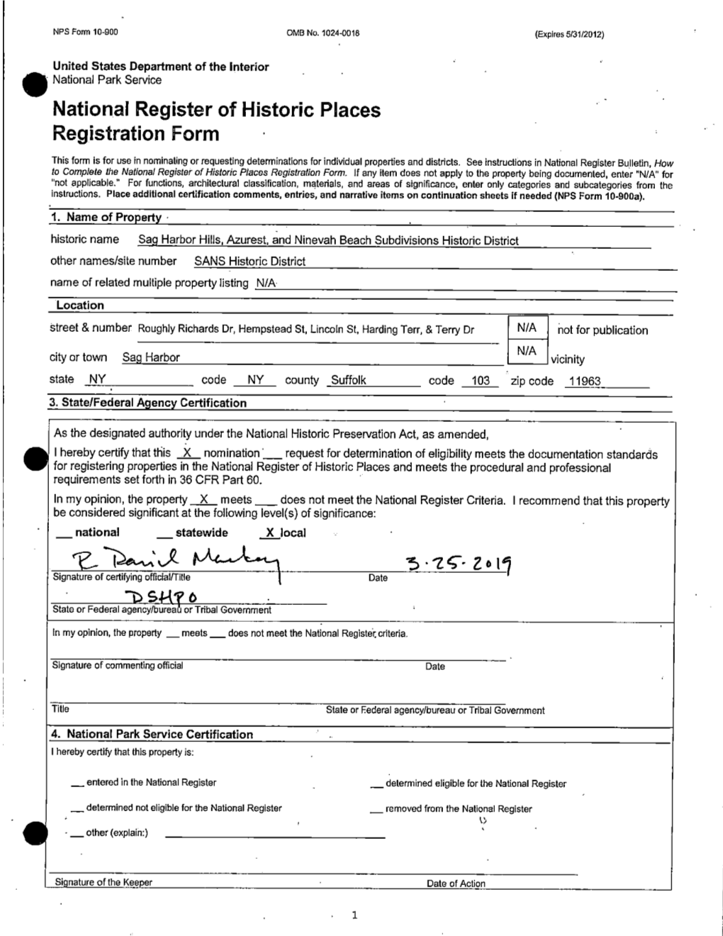 NPS Form 10 900 OMB No. 1024 0018