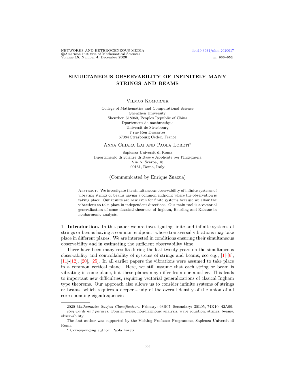 Simultaneous Observability of Infinitely Many Strings and Beams