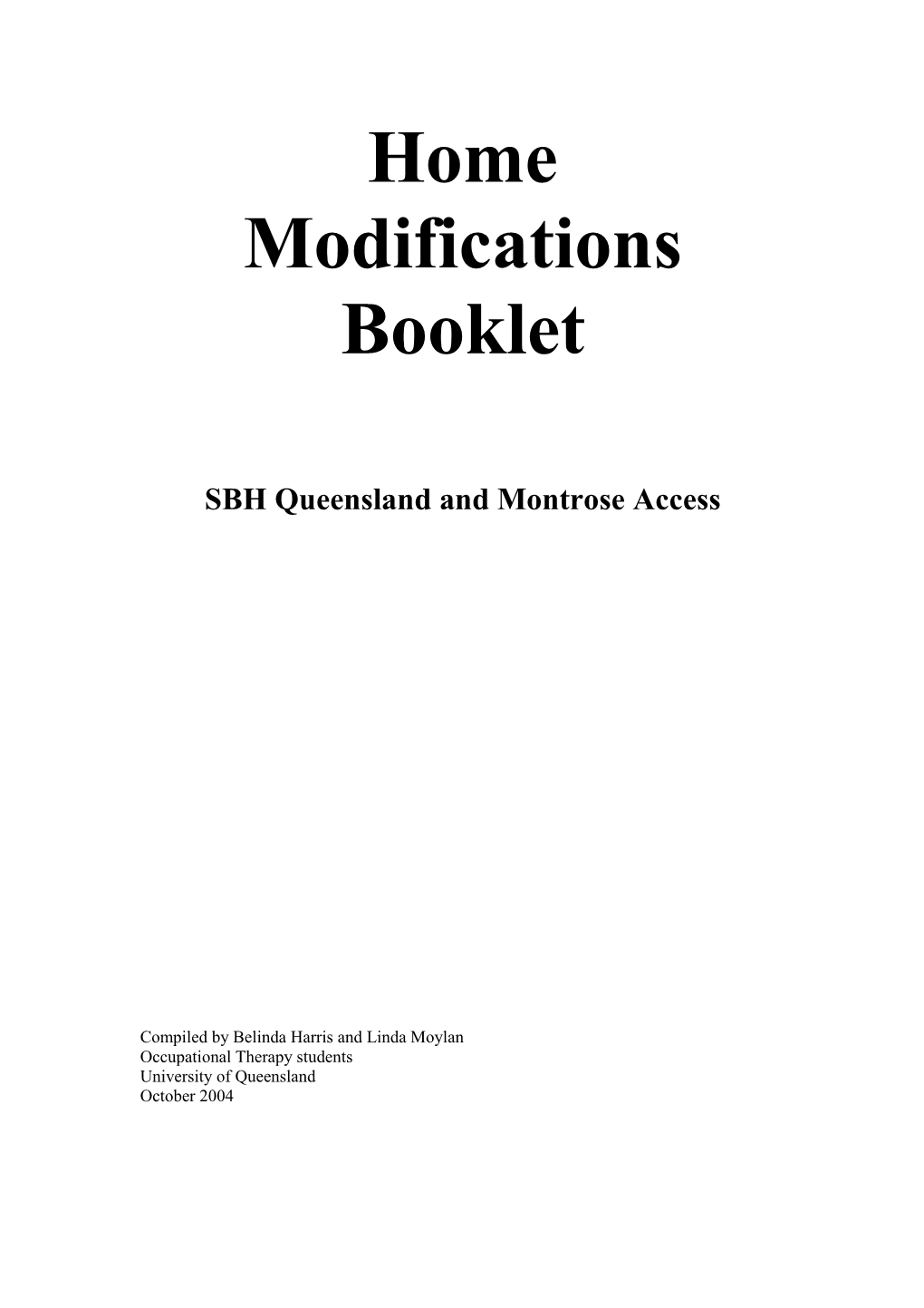 Home Modifications Booklet