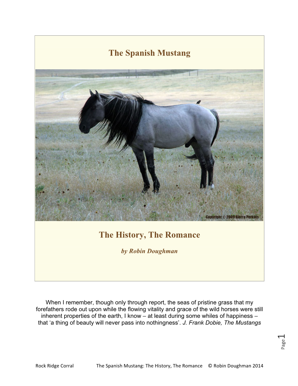 The Spanish Mustang the History, the Romance