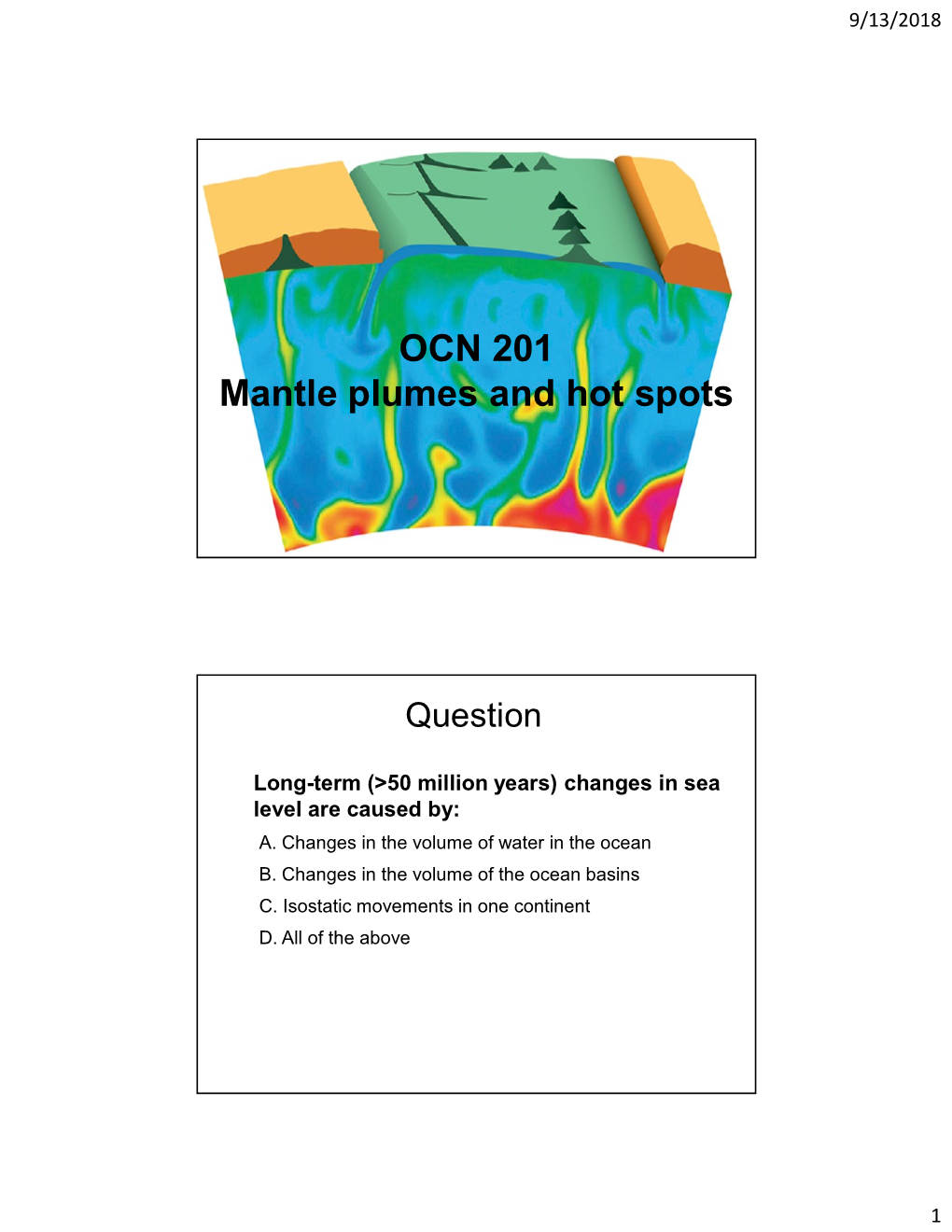 OCN 201 Mantle Plumes and Hot Spots