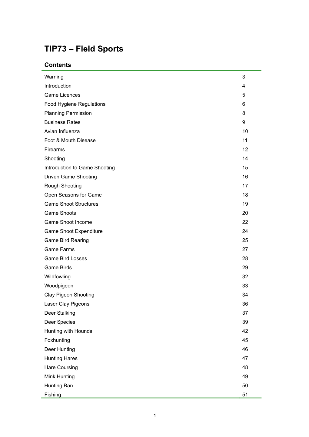 TIP 73 – Field Sports