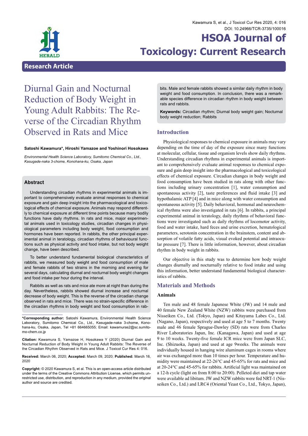 Diurnal Gain and Nocturnal Reduction of Body Weight in Young Adult Rabbits: the Reverse of the Circadian Rhythm Observed in Rats and Mice