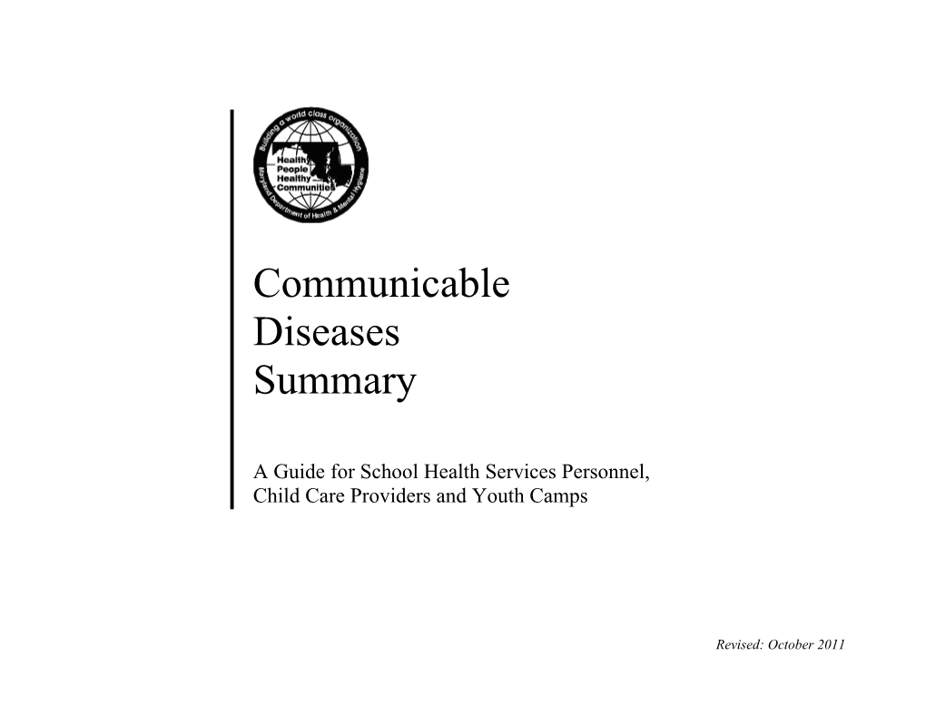 Communicable Diseases Summary