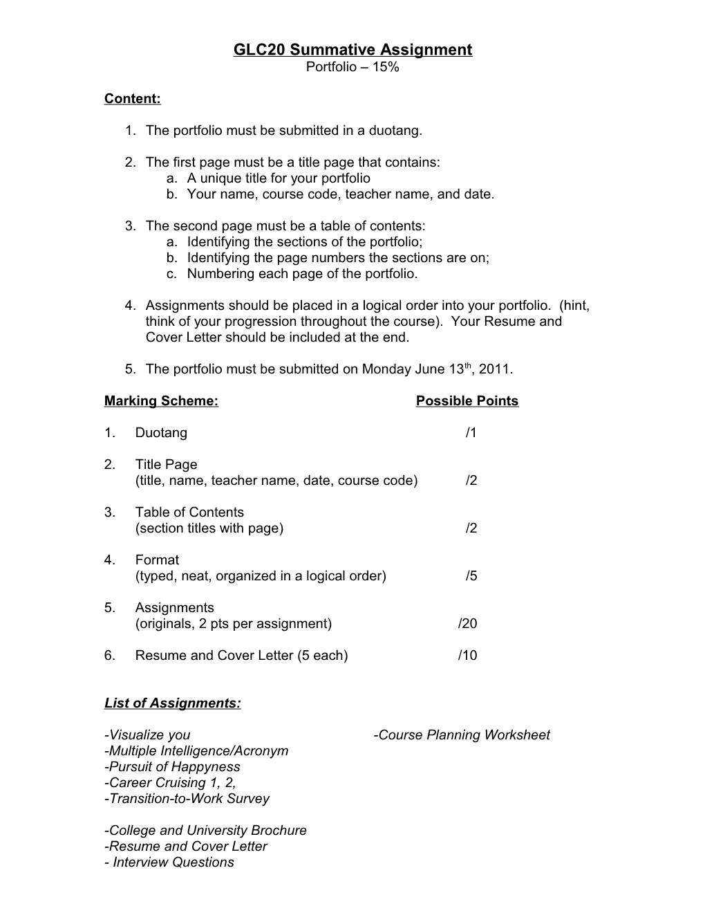 GLC20 Summative Assignment