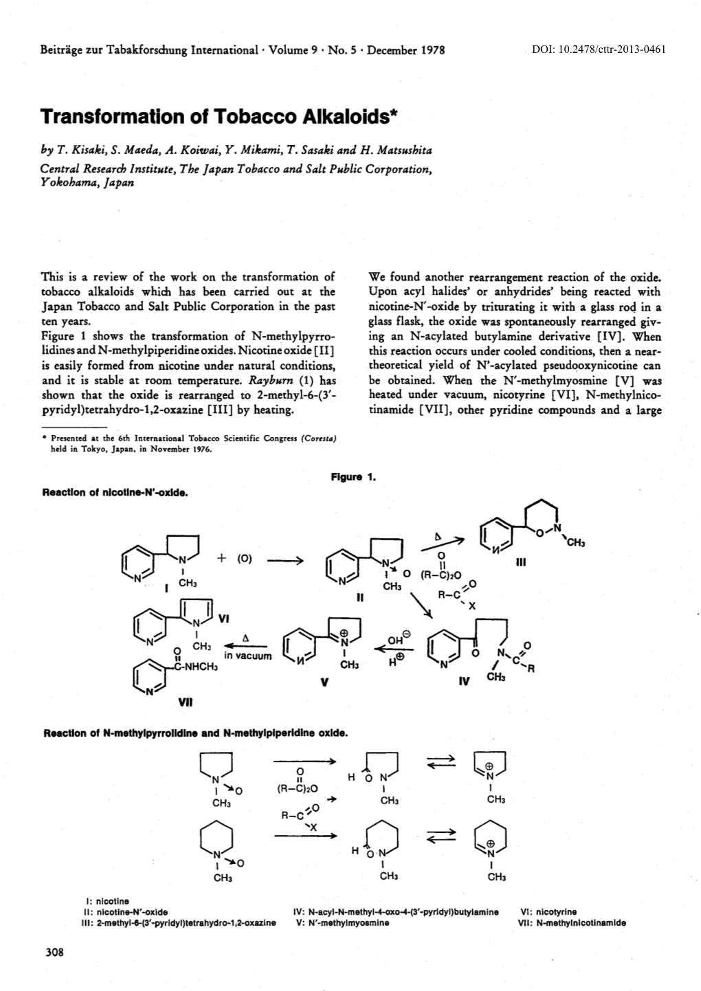 Transformation of Tobacco Alkaloids* by T