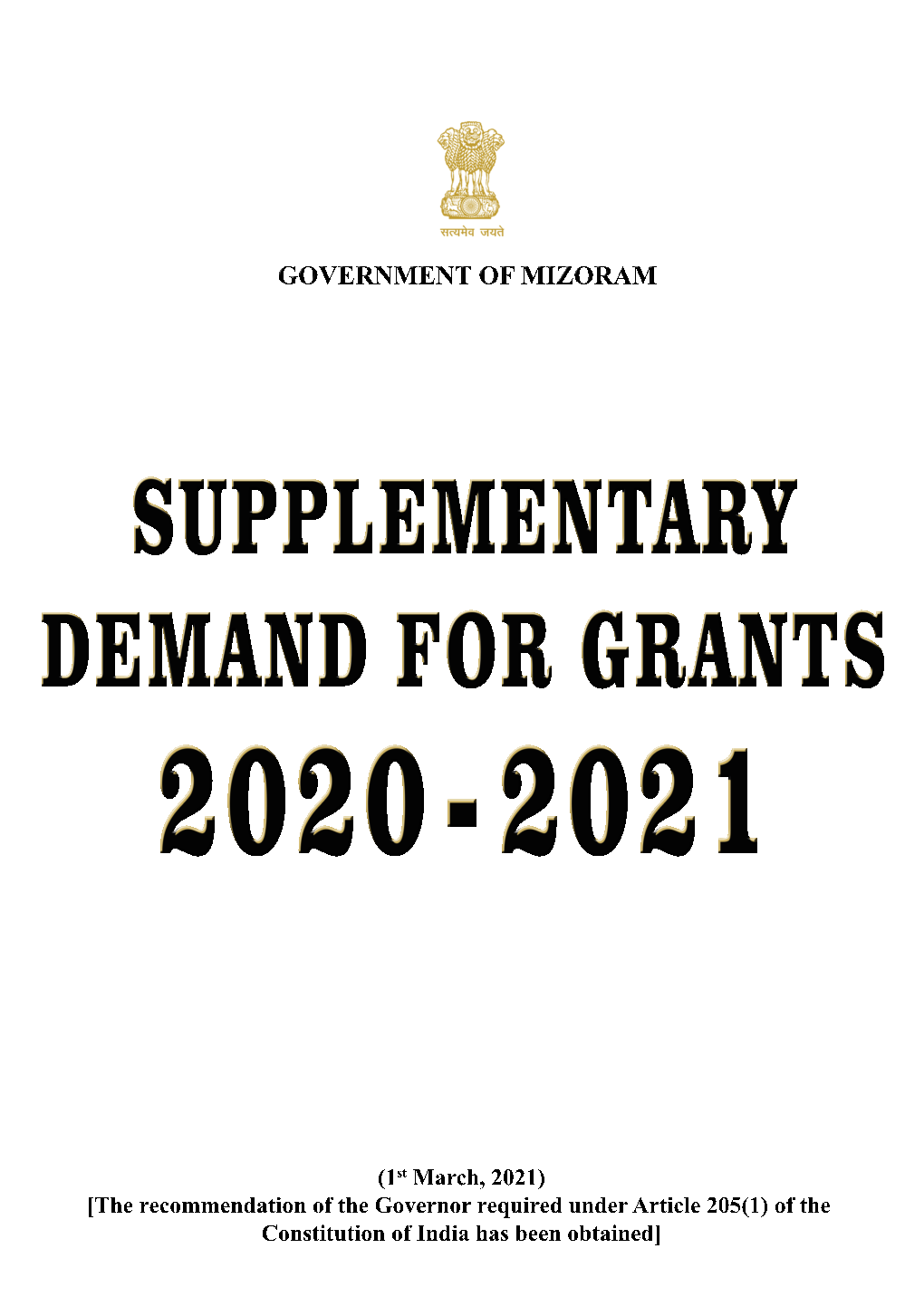 SUPPLEMENTARY DEMAND for GRANTS 2020-21 (₹ in Lakh) Demand Department Revenue Capital Total Page No