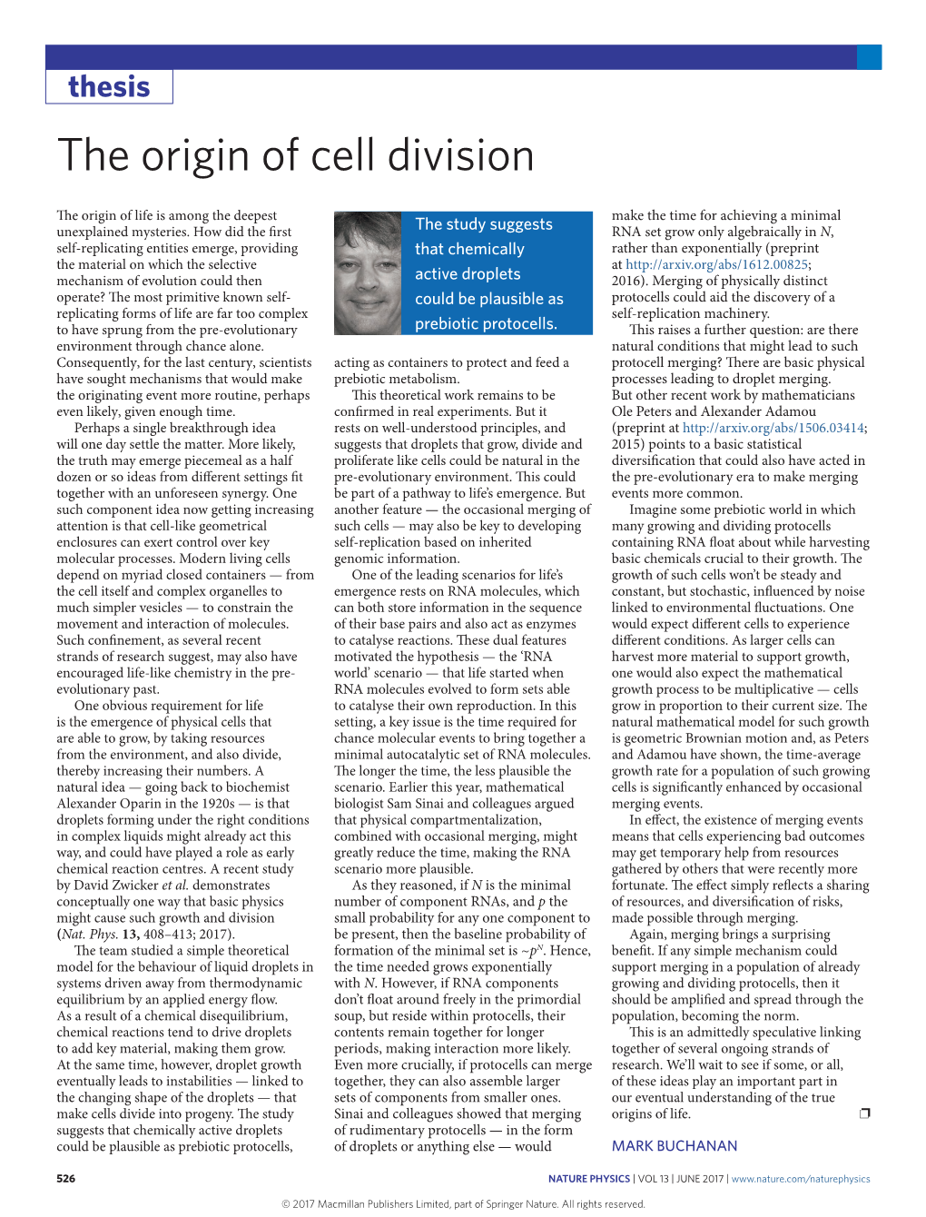 The Origin of Cell Division