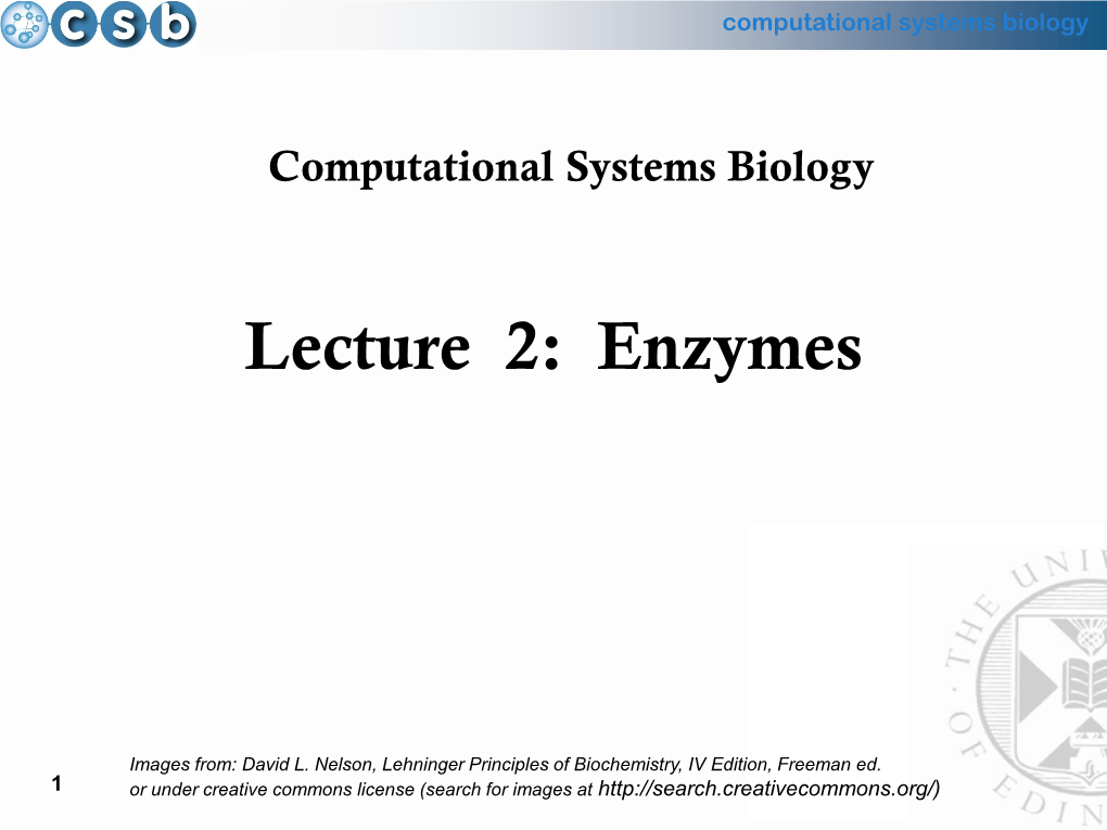 Lecture 2: Enzymes