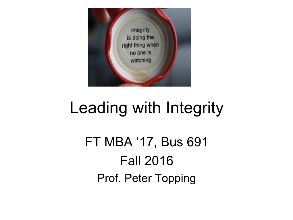 Leading with Integrity Definitions