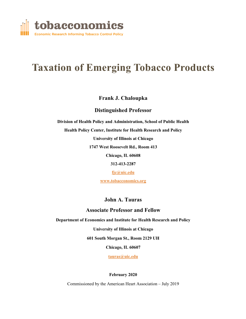 Taxation of Emerging Tobacco Products