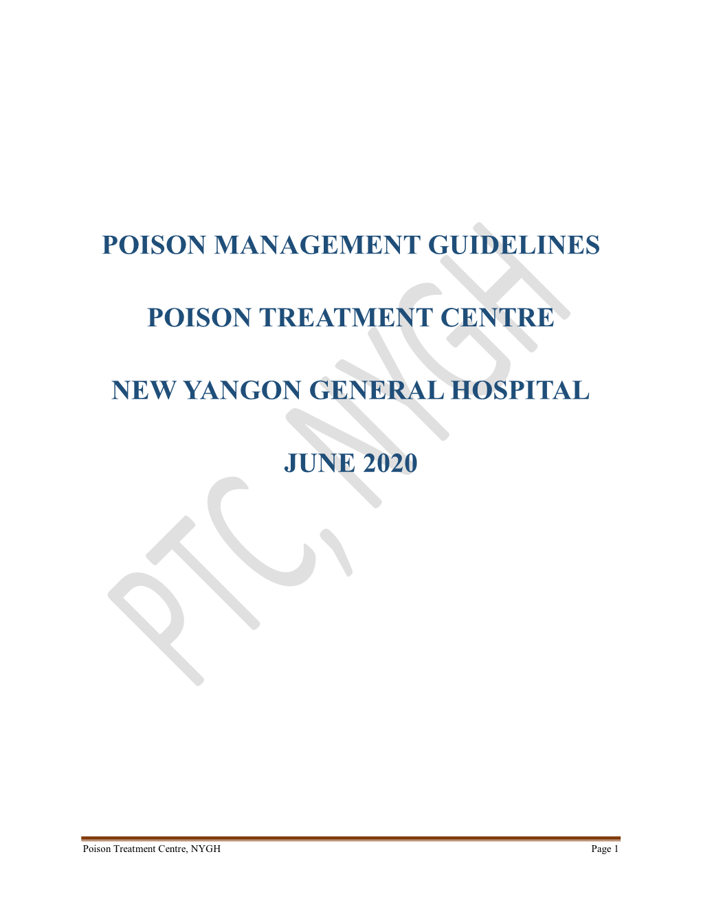 Poison Management Guidelines, Poison Treatment Centre at New