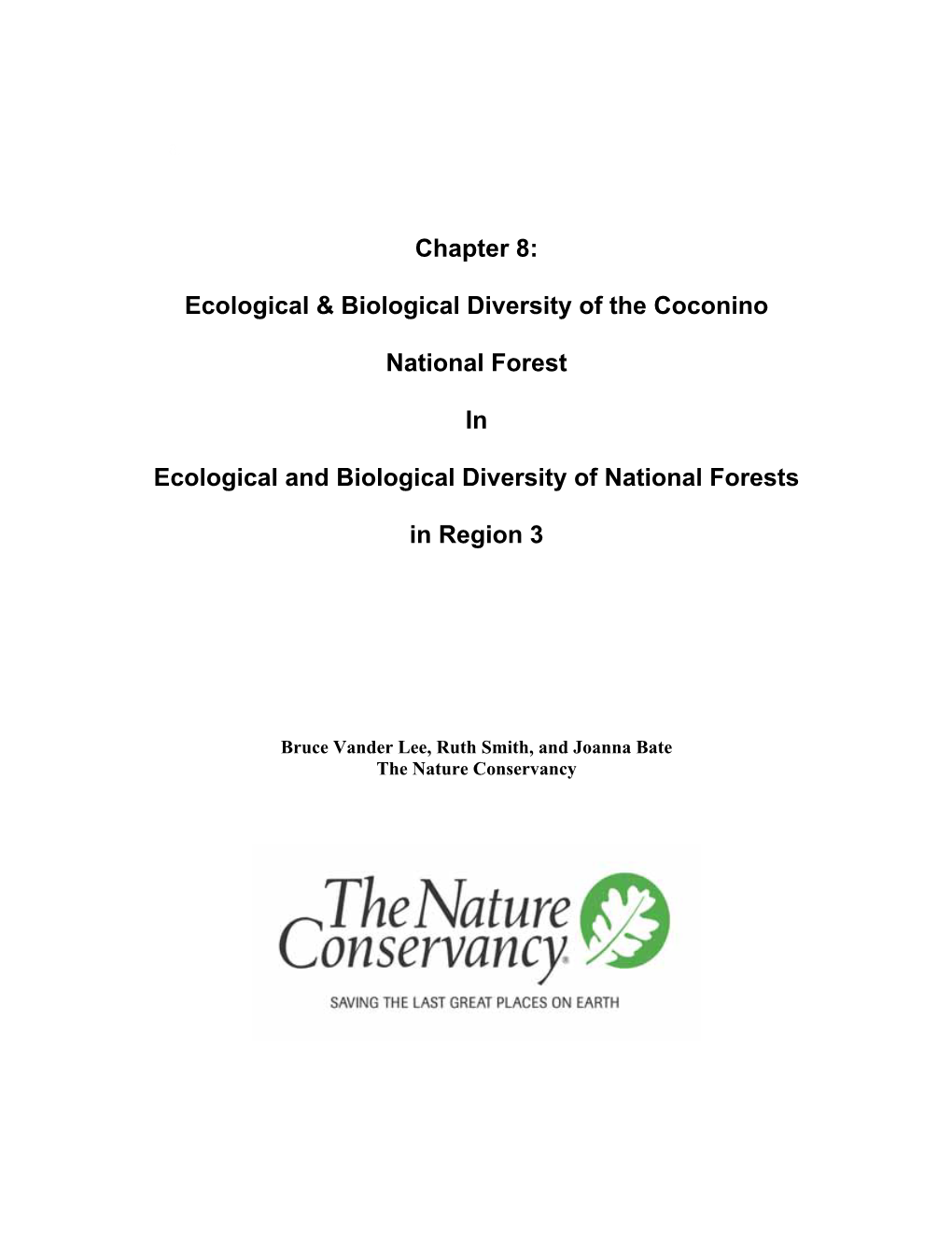 Chapter 8: Ecological & Biological Diversity of the Coconino NF