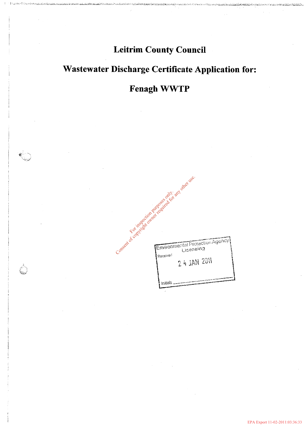 Leitrim County Council Wastewater Discharge Certificate Application