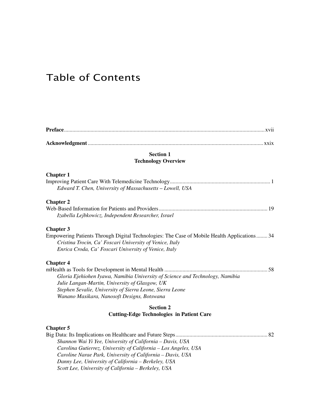 Table of Contents