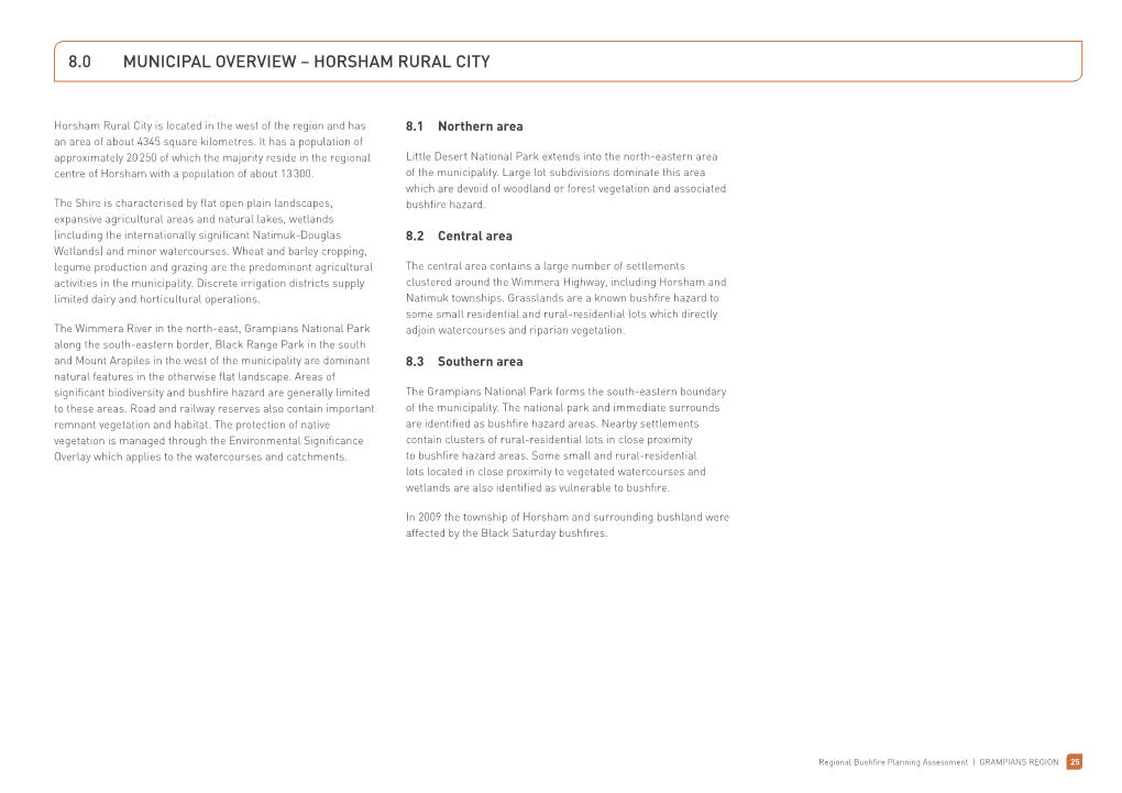 8.0 Municipal Overview – Horsham Rural City