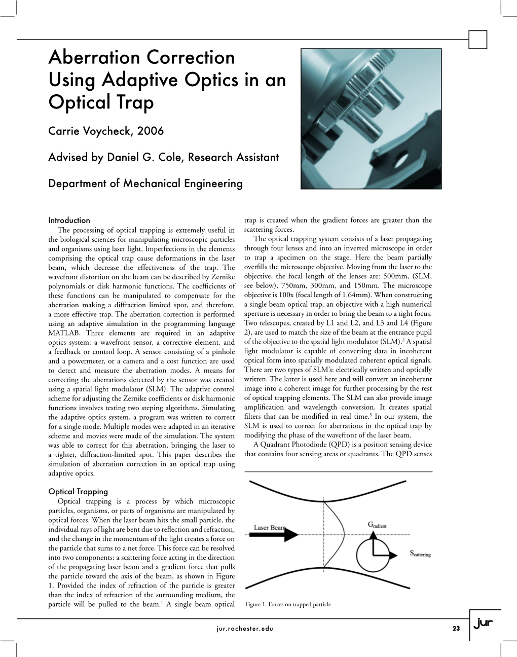 Aberration Correction Using Adaptive Optics in an Optical Trap