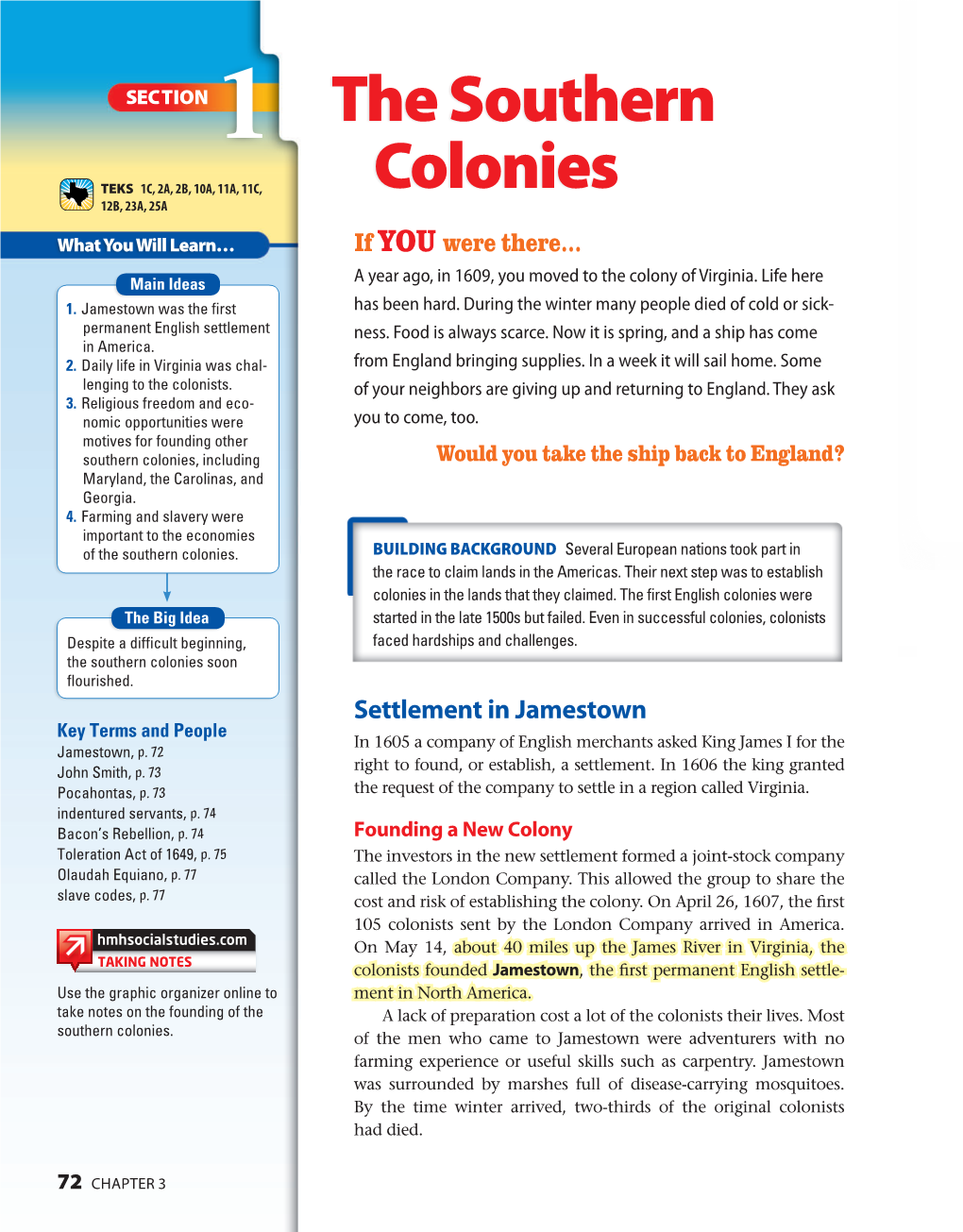 1 the Southern Colonies