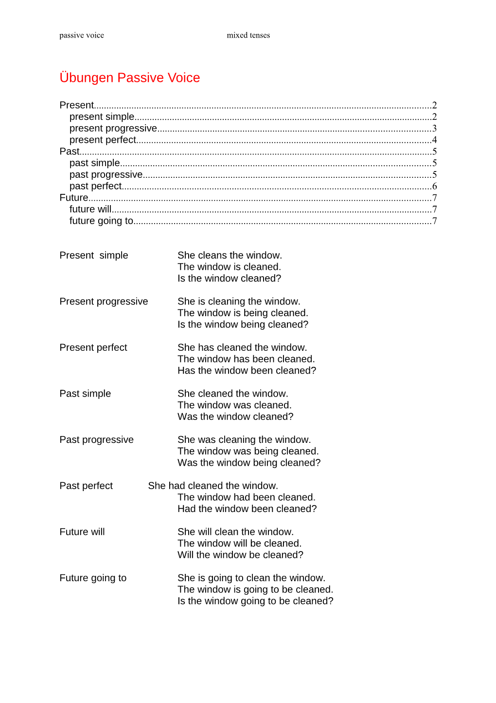 Passive Voice Mixed Tenses