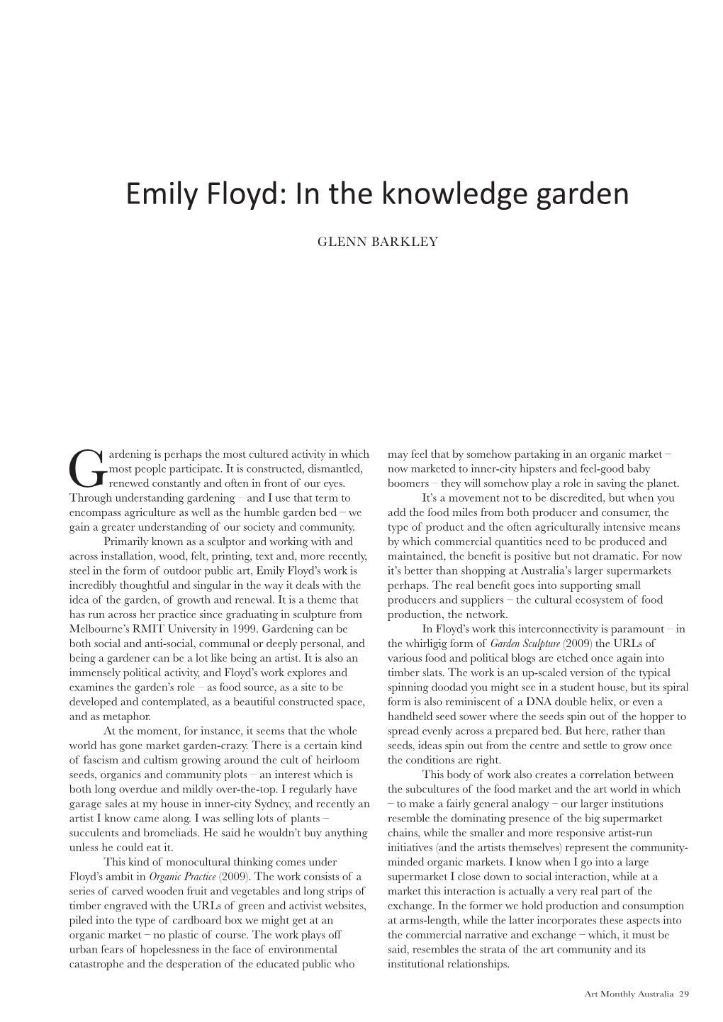 Emily Floyd: in the Knowledge Garden