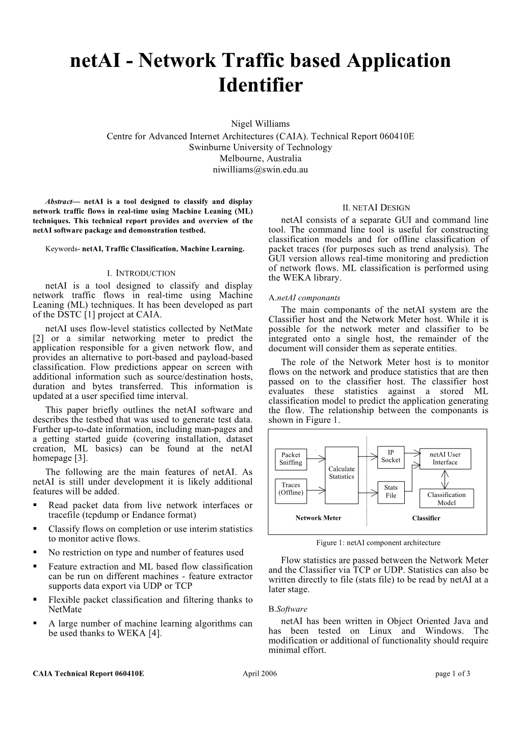 Netai - Network Traffic Based Application Identifier