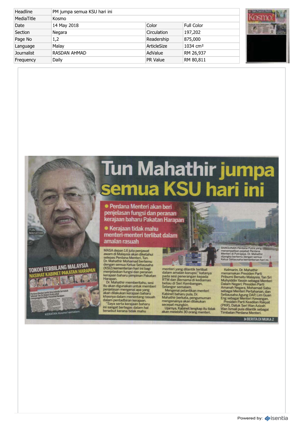 Tun Mahathir Jumpa Semua KSU Hari