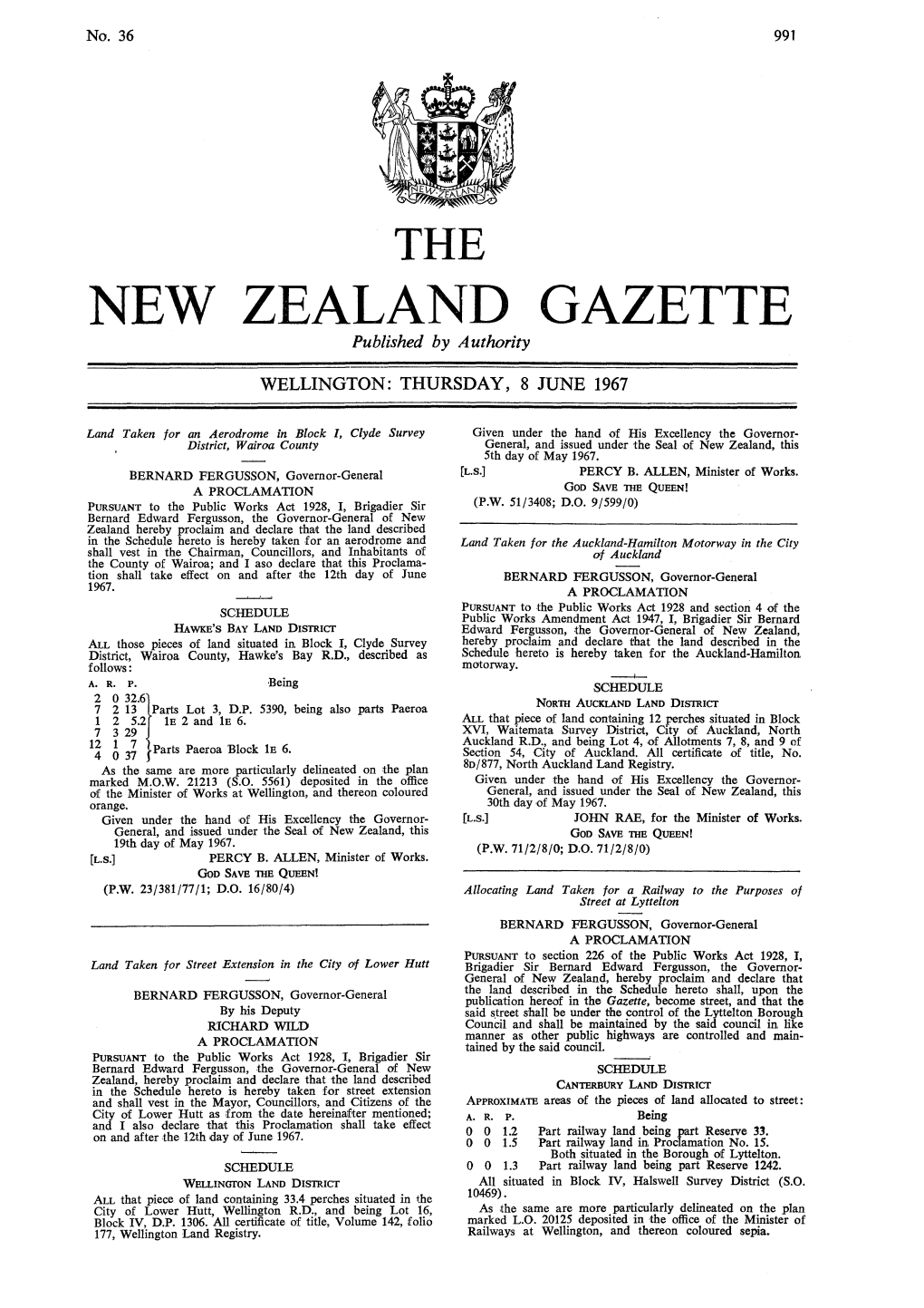 NEW ZEALAND GAZETTE Published by Authority