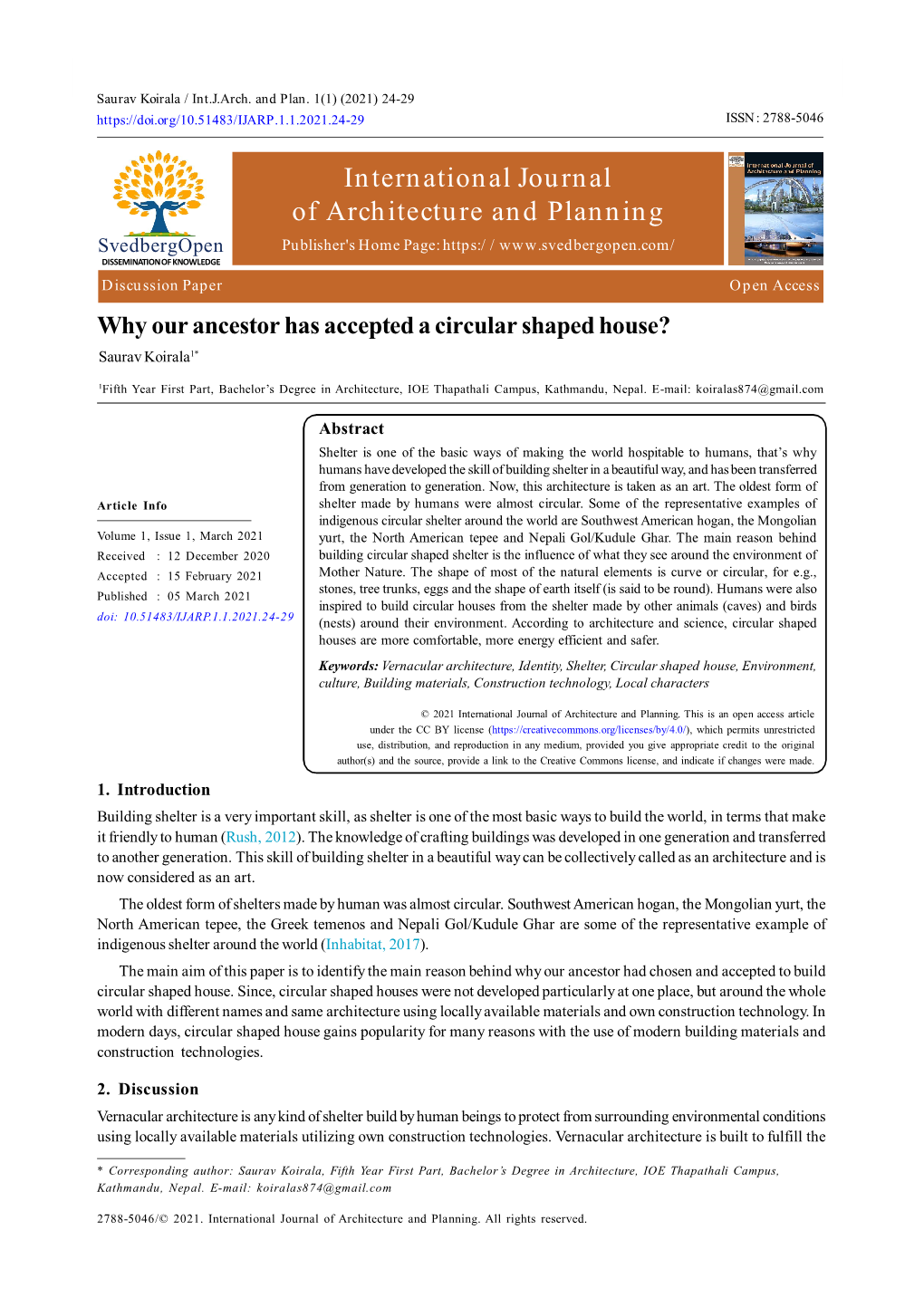 International Journal of Architecture and Planning