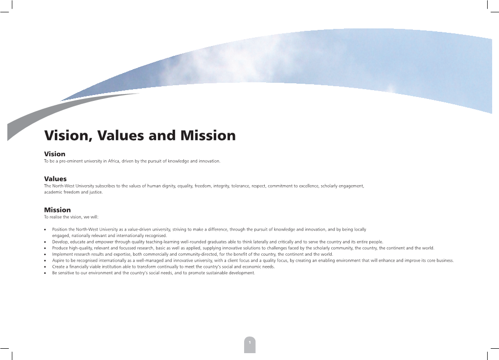 Vision, Values and Mission