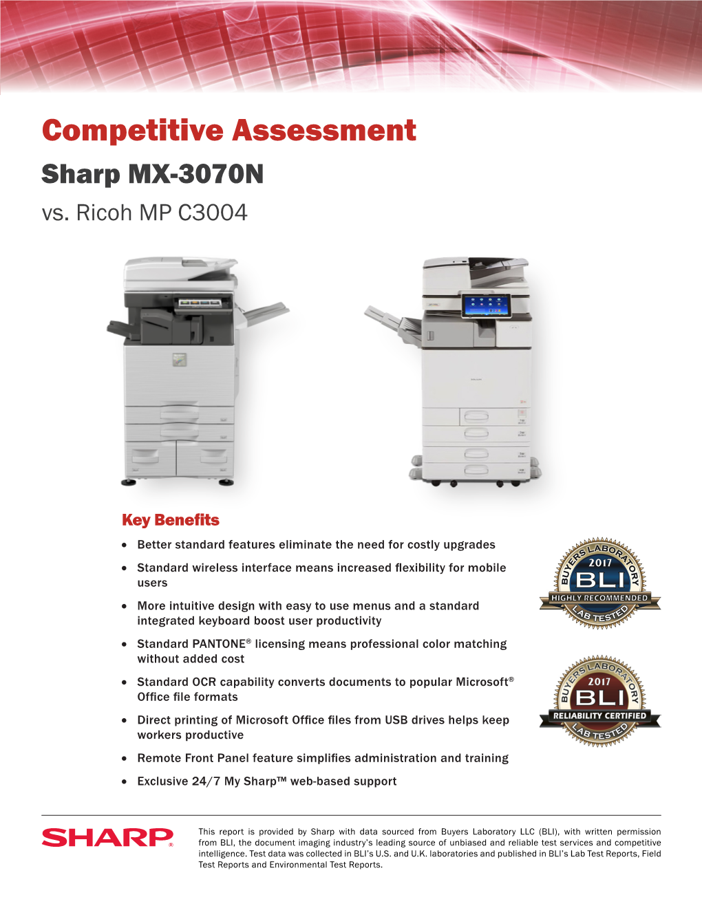 Competitive Assessment Sharp MX-3070N Vs