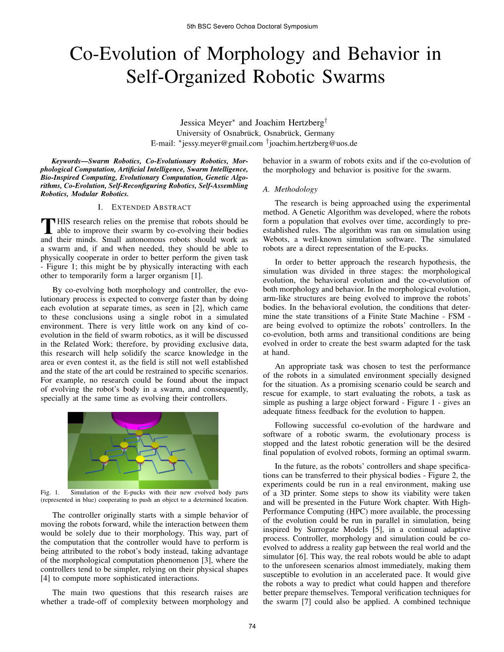 Co-Evolution of Morphology and Behavior in Self-Organized Robotic Swarms