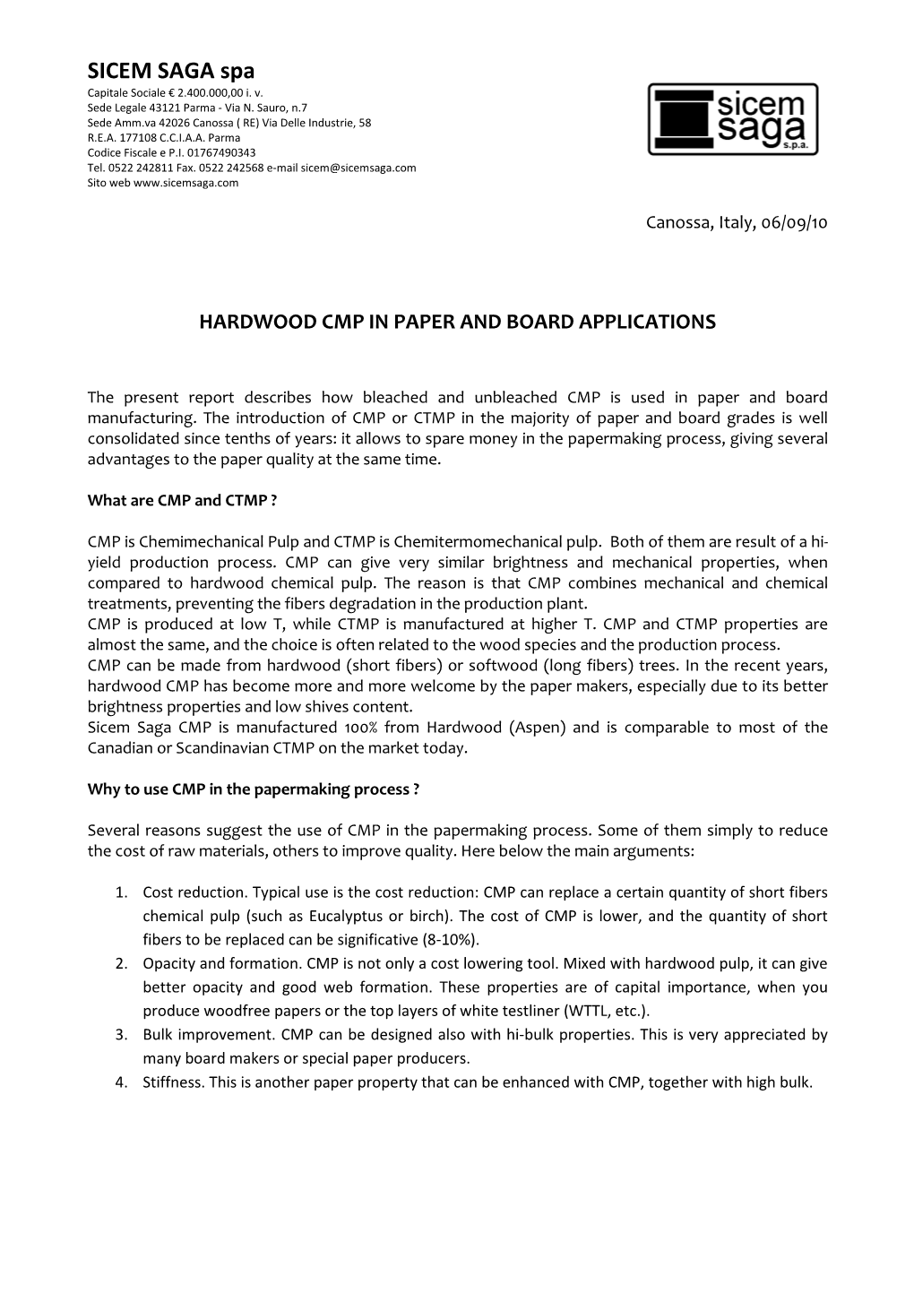 Hardwood Cmp in Paper and Board Applications