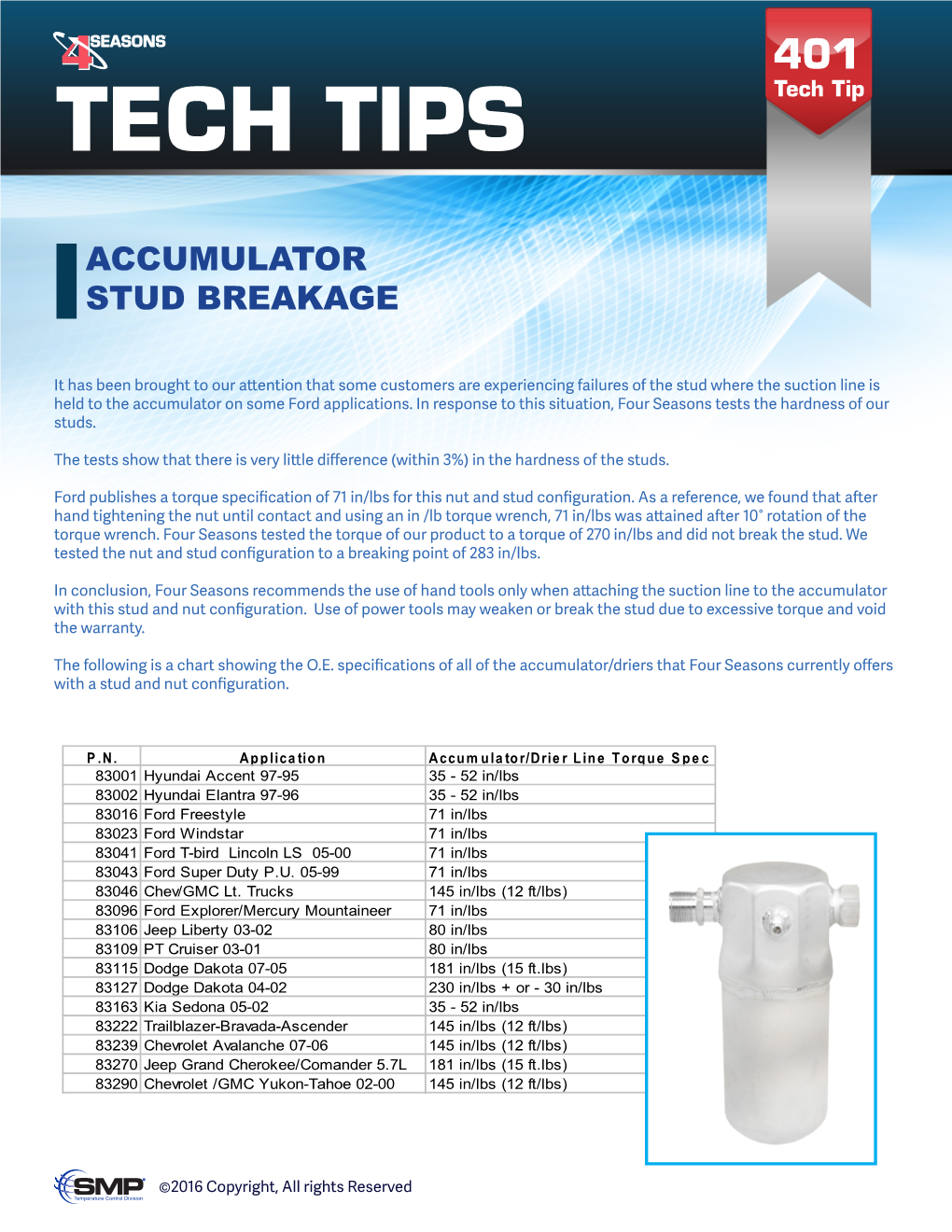 Accumulator Stud Breakage