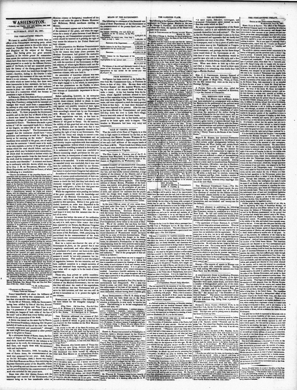 WASHINGTON. Dition of Three Departments of the Government at Against " Than That Under Which We Live." Winimton, 34, ** Uml Culou