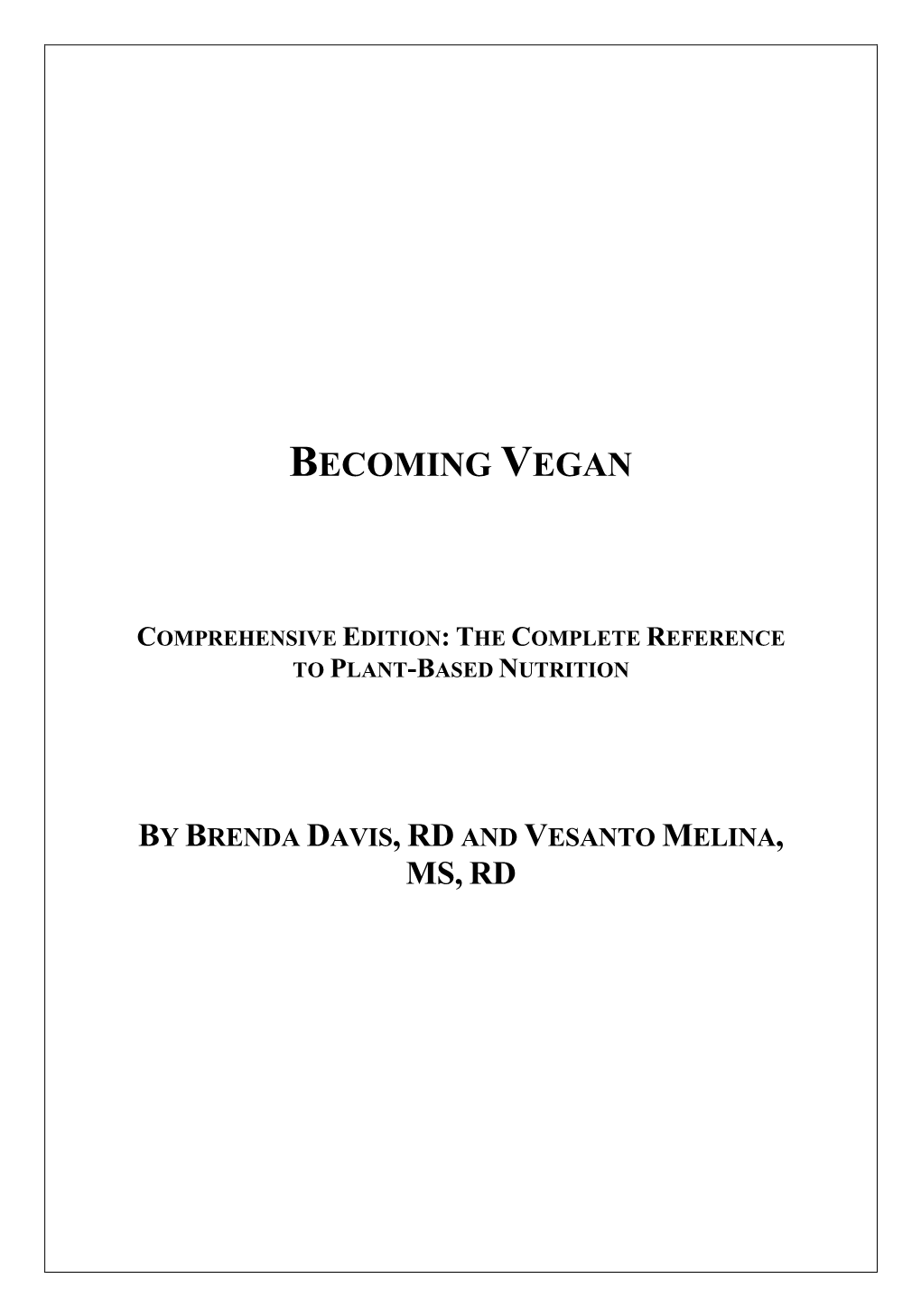 Becoming Vegan