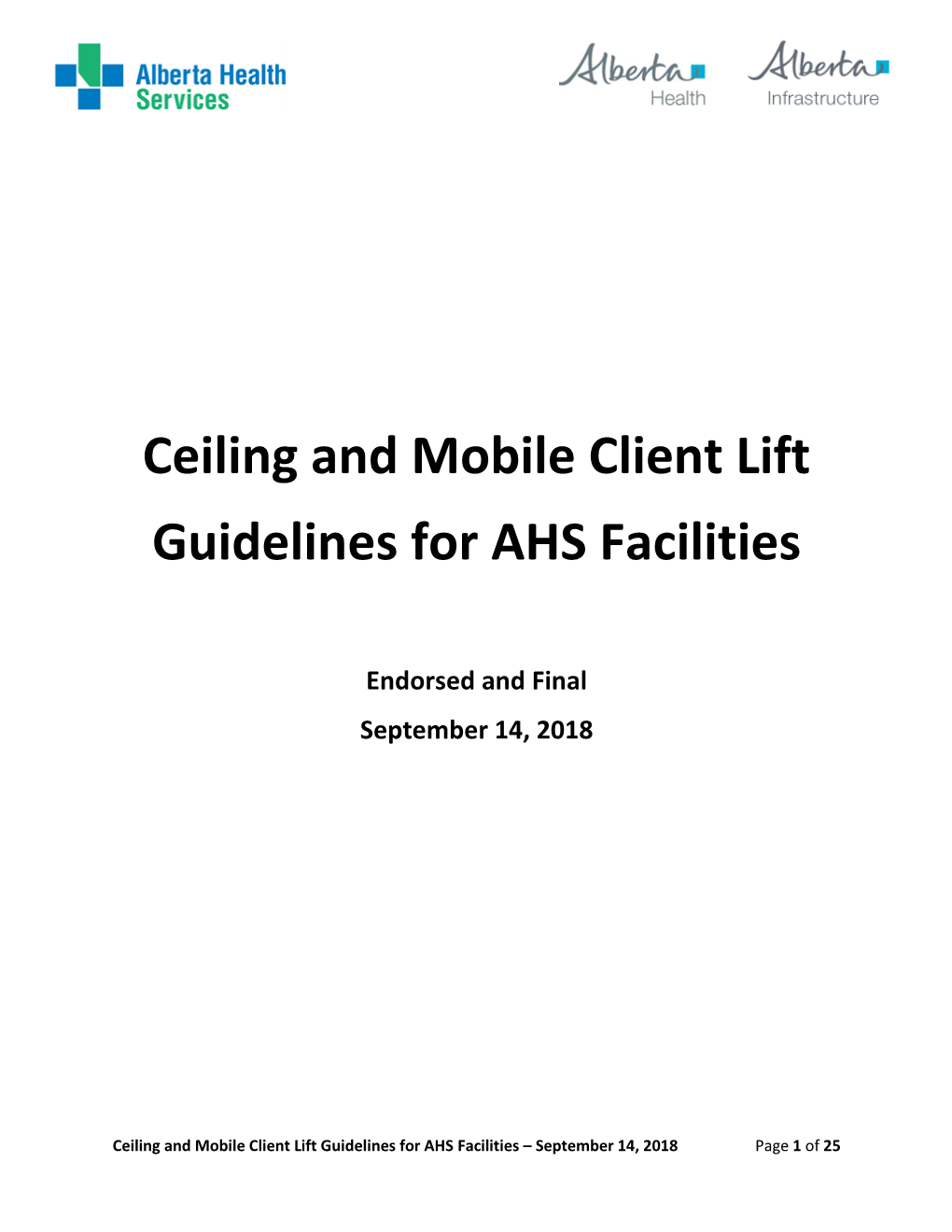 Vendor Ceiling and Mobile Client Lift Guidelines for AHS Facilities