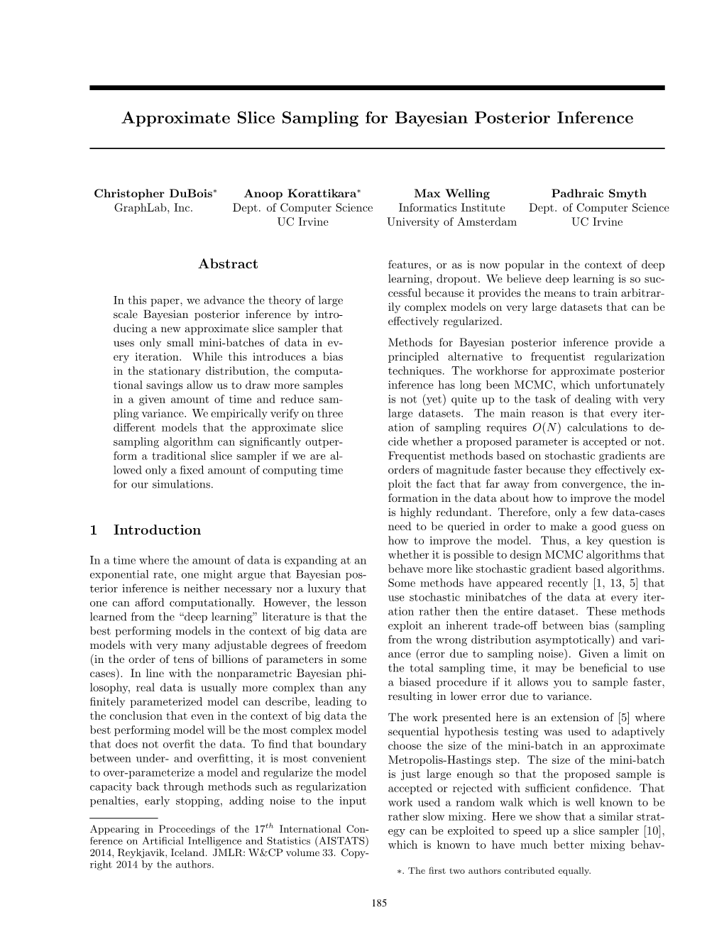 Approximate Slice Sampling for Bayesian Posterior Inference