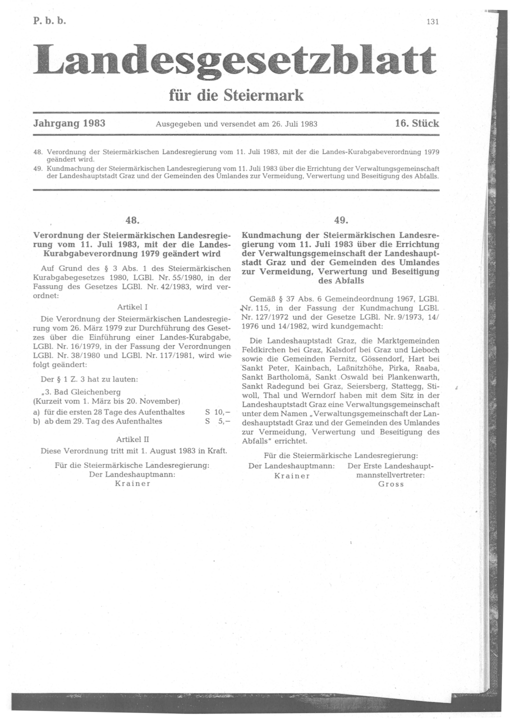 Landesgesetzblatt Für Die Steiermark