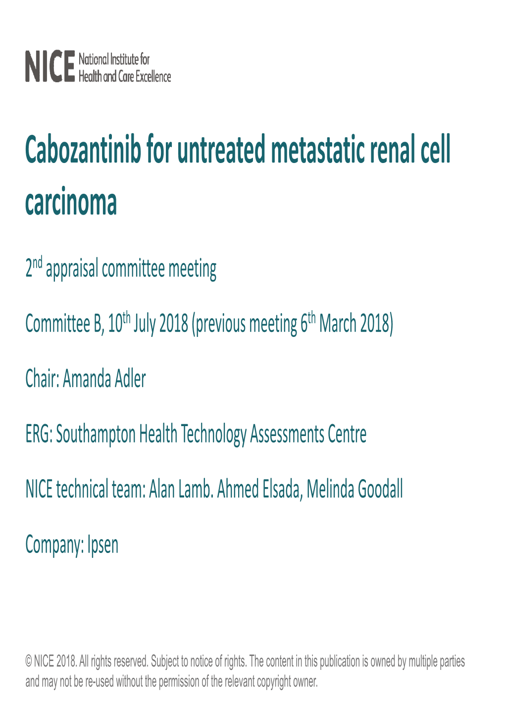 Cabozantinib for Untreated Metastatic Renal Cell Carcinoma