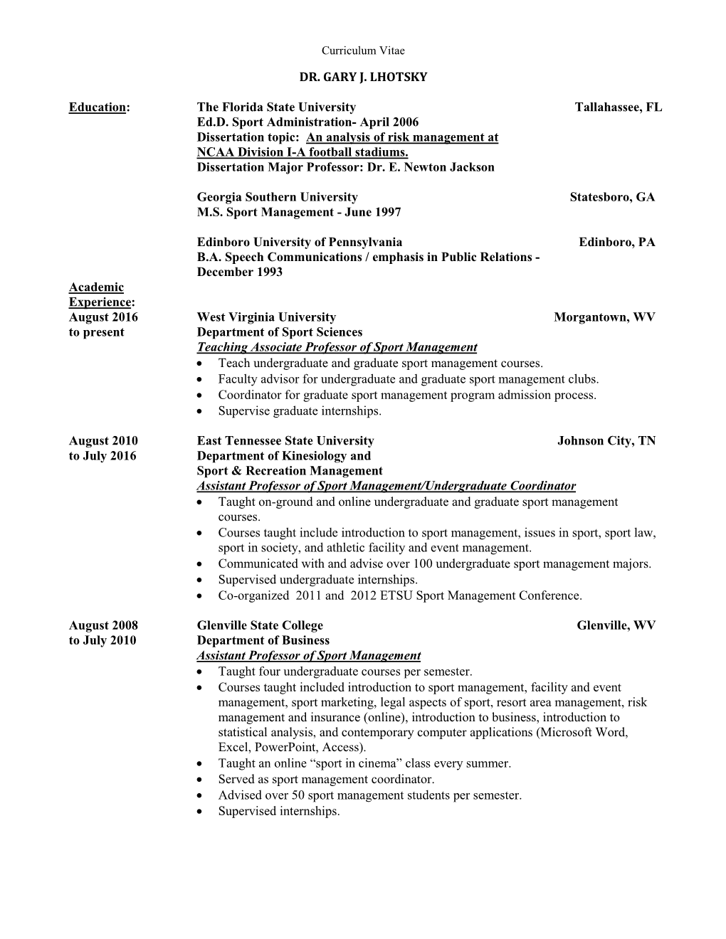 Curriculum Vitae