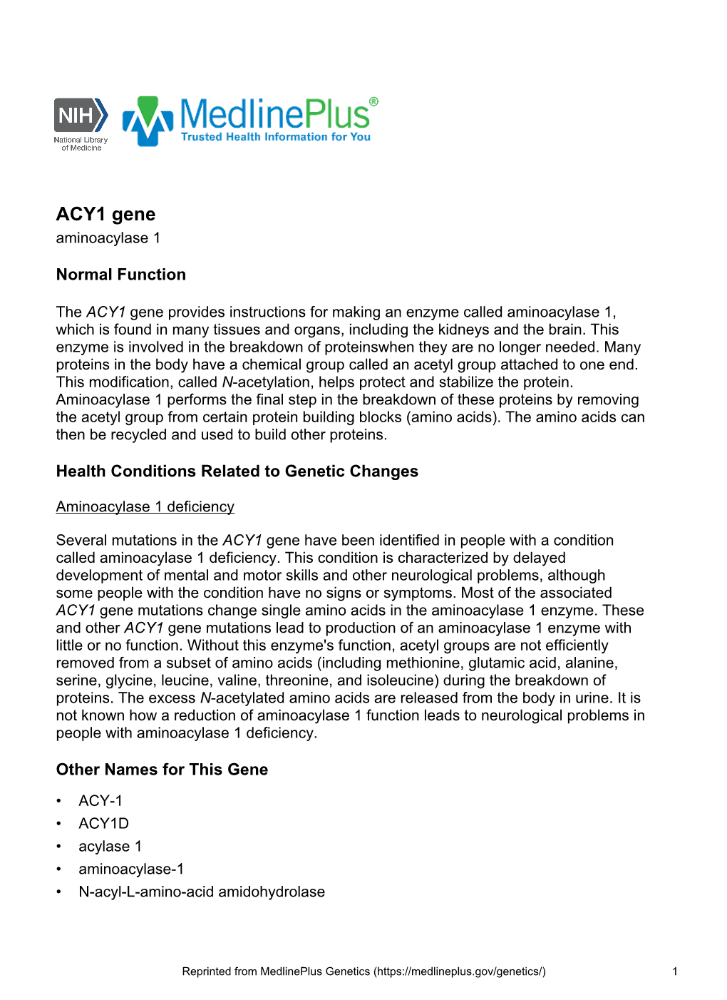 ACY1 Gene Aminoacylase 1