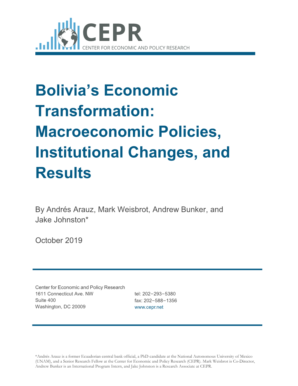 Bolivia's Economic Transformation: Macroeconomic Policies